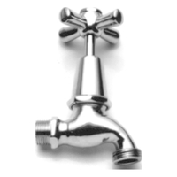 Hose Cock Easy Clean Standard Hot and Cold Buttons Chrome Plated