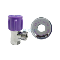 Cistern Cock, Recycled Water, Lilac, with Warning Plate, 1/2"