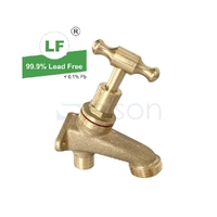 Hose Cock T Head B/PLATE Cap Rough Brass, 1/2"