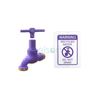 Hose Cock Recycled Water Brass With Anti-vandal Key & Warning Plate 1?2" MI