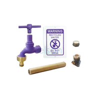 Hose Cock Recycled Water Brass With Anti-vandal Key,hose Adaptor & Warning Plate Kit 1?2"fi