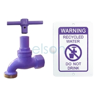 Hose Cock Right Hand Thread Recycled Water Anti-vandal Brass With Key & Warning Plate, 1/2" FI