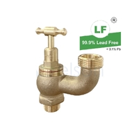 Hose Cock Inverted T Head Rough Brass, 3/4"