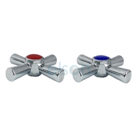 Anti-vandal Easy Clean Handle & Button Pair Chrome Plated RED/BLUE