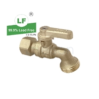 Hose Cock Ball DR Brass Inlet x Outlet, G1/2 FI G3/4B MI