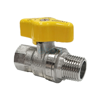 Ball Valve 733 Series Dual Approved DR Brass T Head male/female Yellow Handle, R1/2 x Rp1/2
