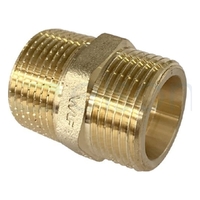 NIPPLE HEX R1/2 x G1/2B (15mm MI) BRASS R THREAD / 24° CONE SEAL