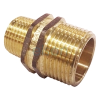 NIPPLE D/HEX R3/4 x G1/2B(20mm x 15mm) BRASS R THREAD / 24° CONE SEAL