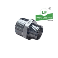 Hexagon Nipple Screwed Brass, R Thread / 24° Cone Seal, Chrome Plated, R3/4 x G1/2B (20mm x 15mm)