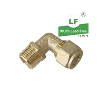 Elbow Nylon Olive Compression C x M, Brass, 15mm C x 15mm MI (1/2" x 1/2")