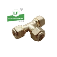 Tee Nylon Olive Compression C x C x C, Brass, 15mm C x 15mm C x 15mm C (1/2" x 1/2" x 1/2")