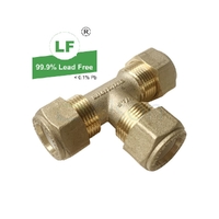 Tee Nylon Olive Compression C x C x C, Brass, 20mm C x 20mm C x 20mm C (3/4" x 3/4" x 3/4")
