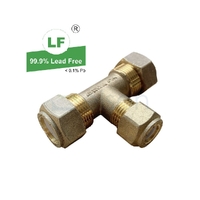 Tee Nylon Olive Compression C x C x C, Brass, 20mm C x 20mm C x 15mm C (3/4" x 3/4" x 1/2")