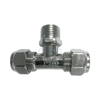 Tee Nylon Olive Compression C x C x M, Chrome Plated, 15mm C x 15mm C x 15mm MI (1/2" x 1/2" x 1/2")