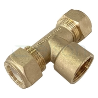 Tee Nylon Olive Compression C x C x F, Brass, 15mm C x 15mm C x 15mm FI (1/2" x 1/2" x 1/2")