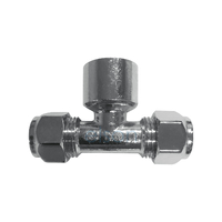 Tee Nylon Olive Compression C x C x F, Chrome Plated, 15mm C x 15mm C x 15mm FI (1/2" x 1/2" x 1/2")