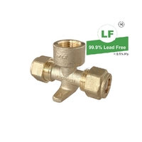 Tee Nylon Olive Compression C x C x F LUGGED, Brass, 15mm (1/2")
