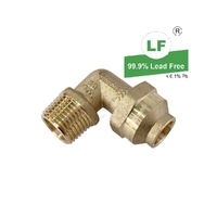 Elbow Flared Compression C x M, Brass, 15mm FL x 15mm MI (1/2" x 1/2")