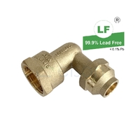Elbow Flared Compression C x F, Brass, 15mm FL x 20mm FI (1/2" x 3/4")