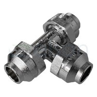 Tee Flared Compression C x C x C, Chrome Plated, 15mm FL x 15mm FL x 15mm FL (1/2" x 1/2" x 1/2")