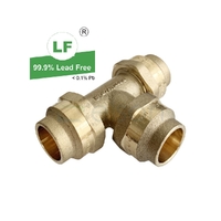 Tee Flared Compression C x C x C, Brass, 20mm FL x 20mm FL x 20mm FL (3/4" x 3/4" x 3/4")