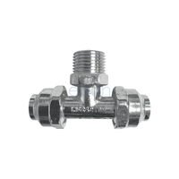 Tee Flared Compression C x C x M, Chrome Plated, 15mm FL x 15mm FL x 15mm MI (1/2" x 1/2" x 1/2")