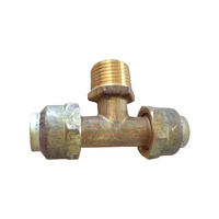 Tee Flared Compression C x C x M, Brass, 15mm FL x 15mm FL x 15mm MI (1/2" x 1/2" x 1/2")
