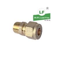 Union Copper Olive Compression C x M, Brass, 10mm C x 10mm MI (3/8" x 3/8")