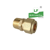 Union Copper Olive Compression C x M, Brass, 15mm C x 15mm MI (1/2" x 1/2")