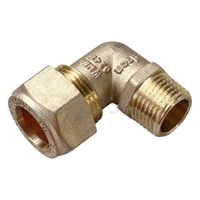 Elbow Copper Olive Compression C x M, Brass, 20mm C x 15mm MI (3/4" x 1/2")