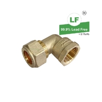 Elbow Copper Olive Compression C x F, Brass, 20mm C x 20mm FI (3/4" x 3/4")