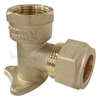 Elbow Copper Olive Compression Lugged 15BP, Brass, 15mm C x 15mm FI (1/2" x 1/2")