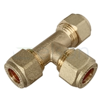 TEE CxCxC 15mm ALL ENDS BRASS Copper Olive