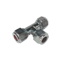 Tee Copper Olive Compression C x C x C, Chrome Plated, 15mm C x 15mm C x 15mm C (1/2" x 1/2" x 1/2")