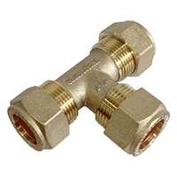TEE CxCxC 20mm ALL ENDS BRASS Copper Olive