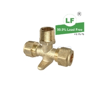 Tee Copper Olive Compression C x C x M LUGGED, Brass, 15mm (1/2")