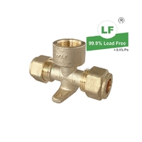 Tee Copper Olive Compression C x C x F LUGGED, Brass, 15mm (1/2")