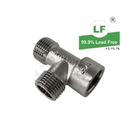 Tee Flared Compression (MI CENTRE), Nickel Plated, 15mm MI x 15mm FI x 15mm MI (1/2" x 1/2" x 1/2")