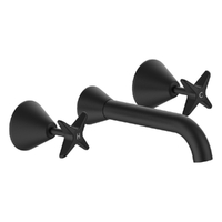 Aurora Star Wall Basin Set - 6 Star - Jumper Valve Matt Black (Lf)