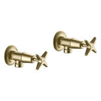 Aurora Star Washing Machine Cocks - Pair - Jumper Valve Brushed Gold