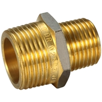 20MI X 15MI Flat Seat Hexagon Nipple Reducing Flat Seat Brass