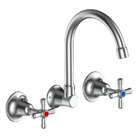 Easy Clean Cross Wall Sink Set - 4 Star
 Jumper Valve - Chrome (Lf)