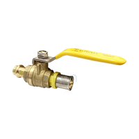 Ball Valve Press Gas To Bushpex Crimp Gas DR Brass Lever Handle