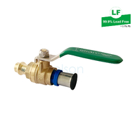 PRESS TO BUSHPEX CRIMP-ON PEX BALL VALVE DR BRASS Lever Handle