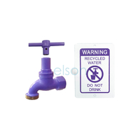 Hose Cock Right Hand Thread Recycled Water Anti-vandal Brass With Key & Warning Plate
