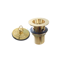 Plug & Waste Overflow With Brass Deluxe Plug Brass Gold Plated