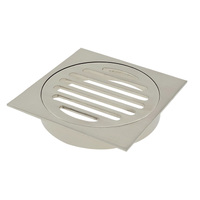 100mm Floor Grate Square Brushed Nickel 