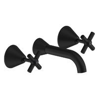 Fusion Cross Bath Set - Jumper Valve Matt Black