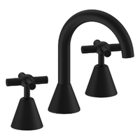 Fusion Cross Basin Set - Fixed Spout - 4 Star - Jumper Valve Matt Black (Lf)