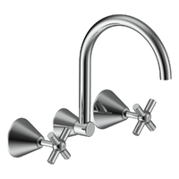 Fusion Cross Wall Sink/Laundry Set - 4 Star - 3/4 Turn Ceramic Chrome (Lf)